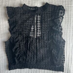 Black lace cropped blouse